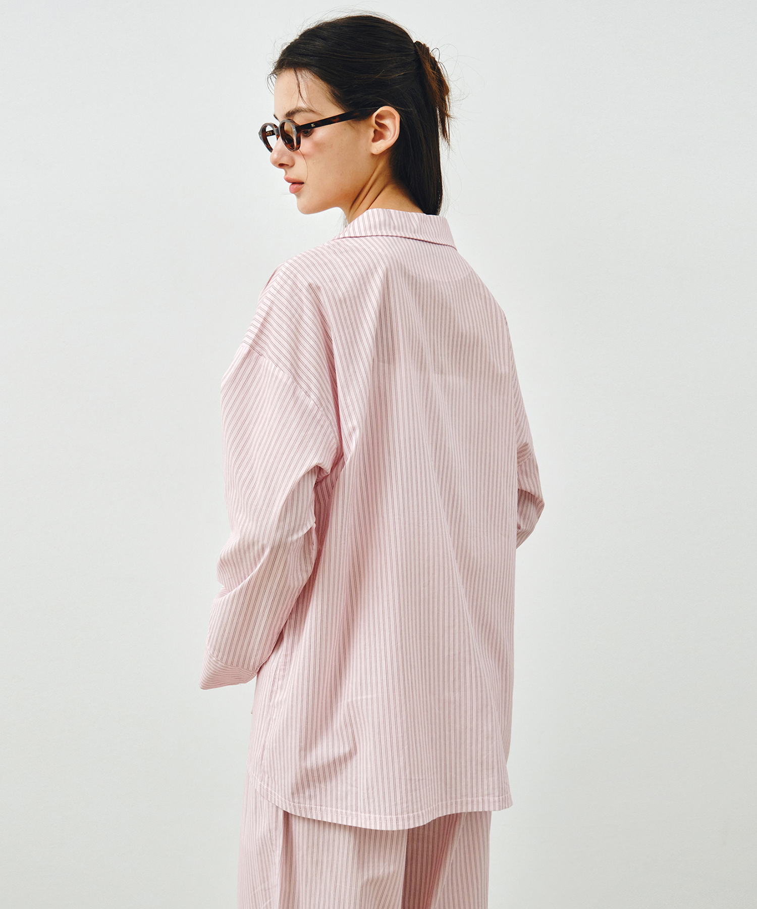 [SET] Пижама в полоску из мягкого хлопка, розовая MDPJ005PINK