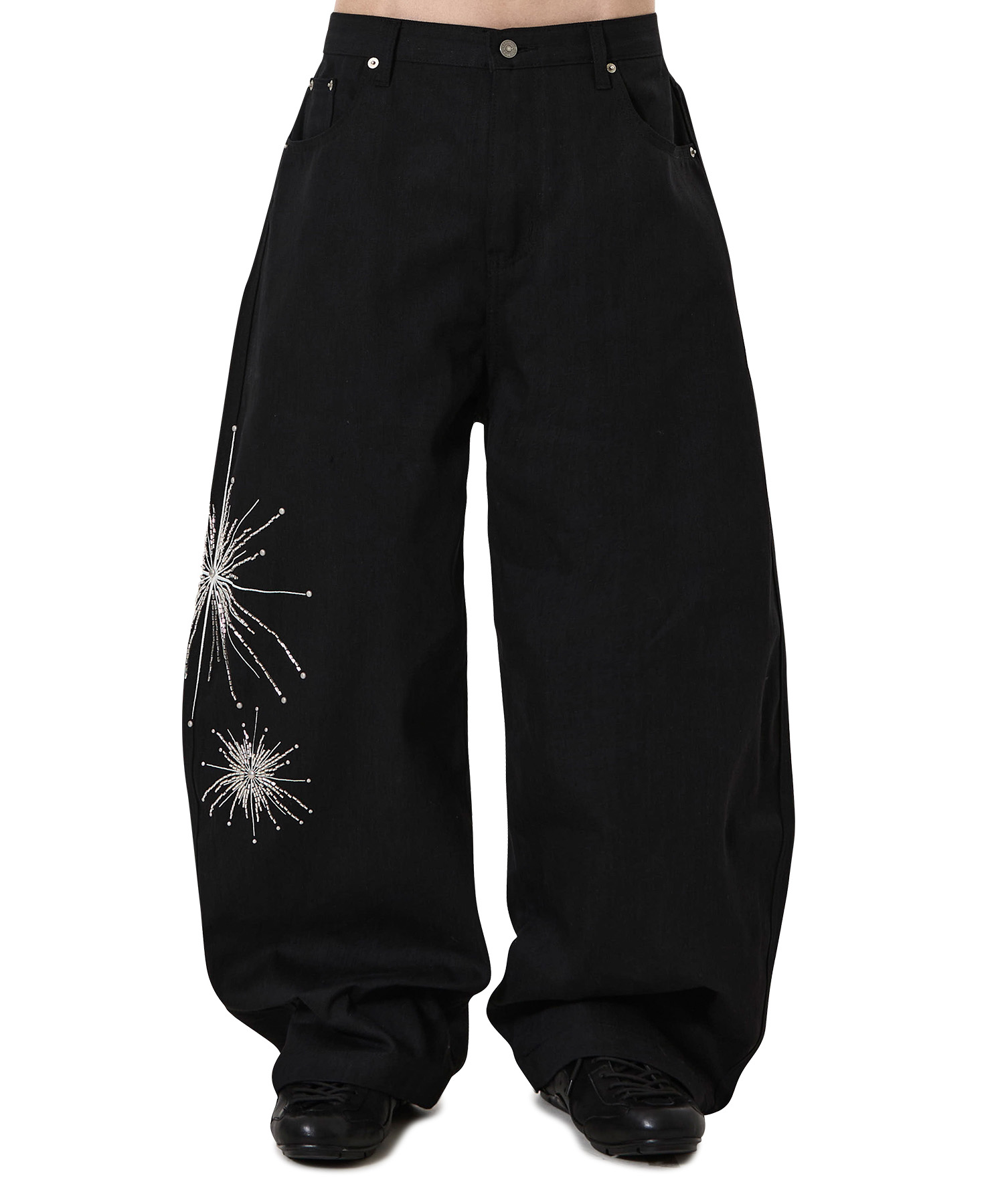 TWILIGHT BEAD WIDE VOLUME PANTS - BLACK