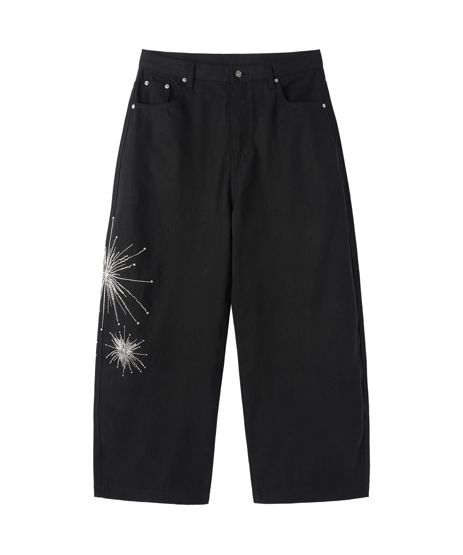 TWILIGHT BEAD WIDE VOLUME PANTS - BLACK