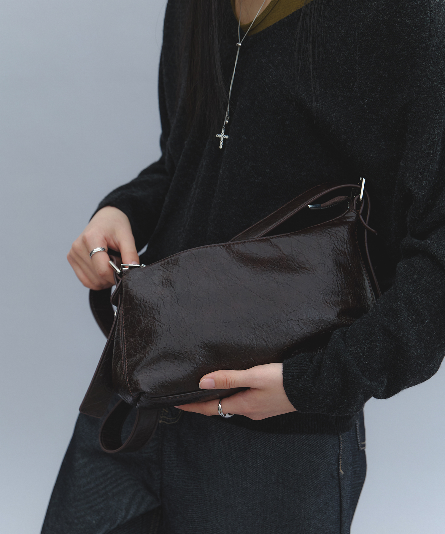Sleek Baguette Bag - Brown