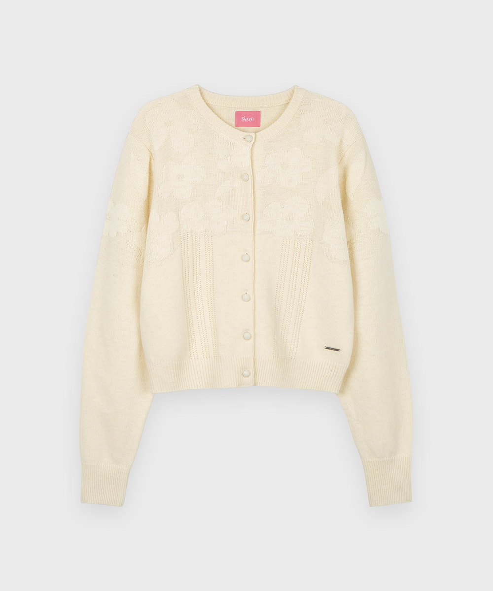 Reverse Flower Cardigan (Ivory)