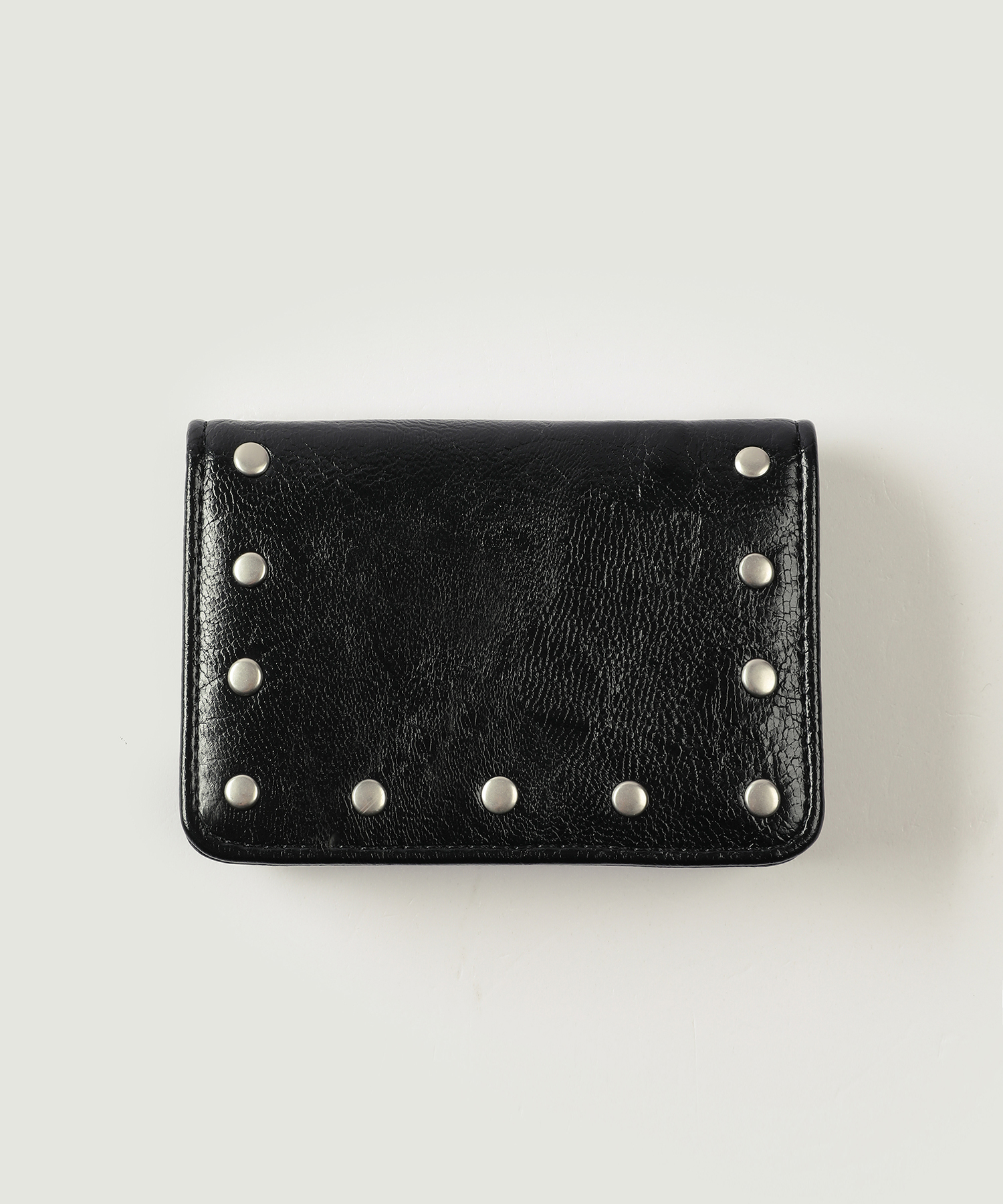 Crack Stud Card Wallet - Black