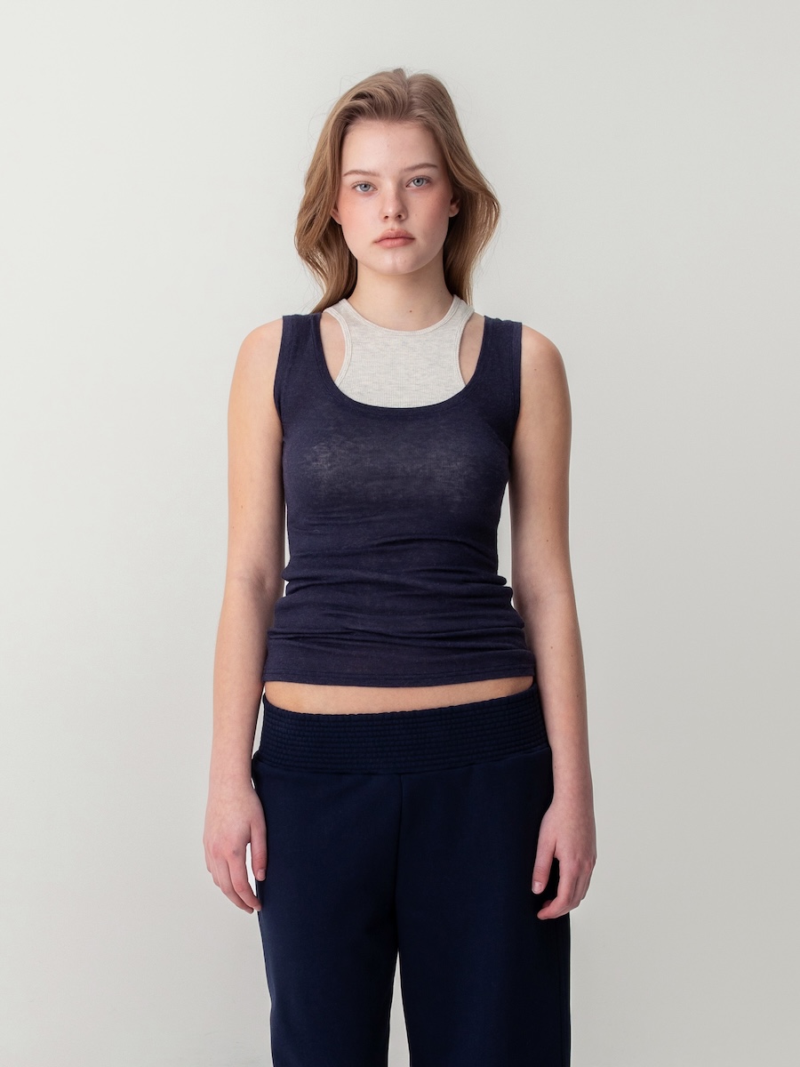 SOFT LAYERED SCOOP TOP (NAVY)