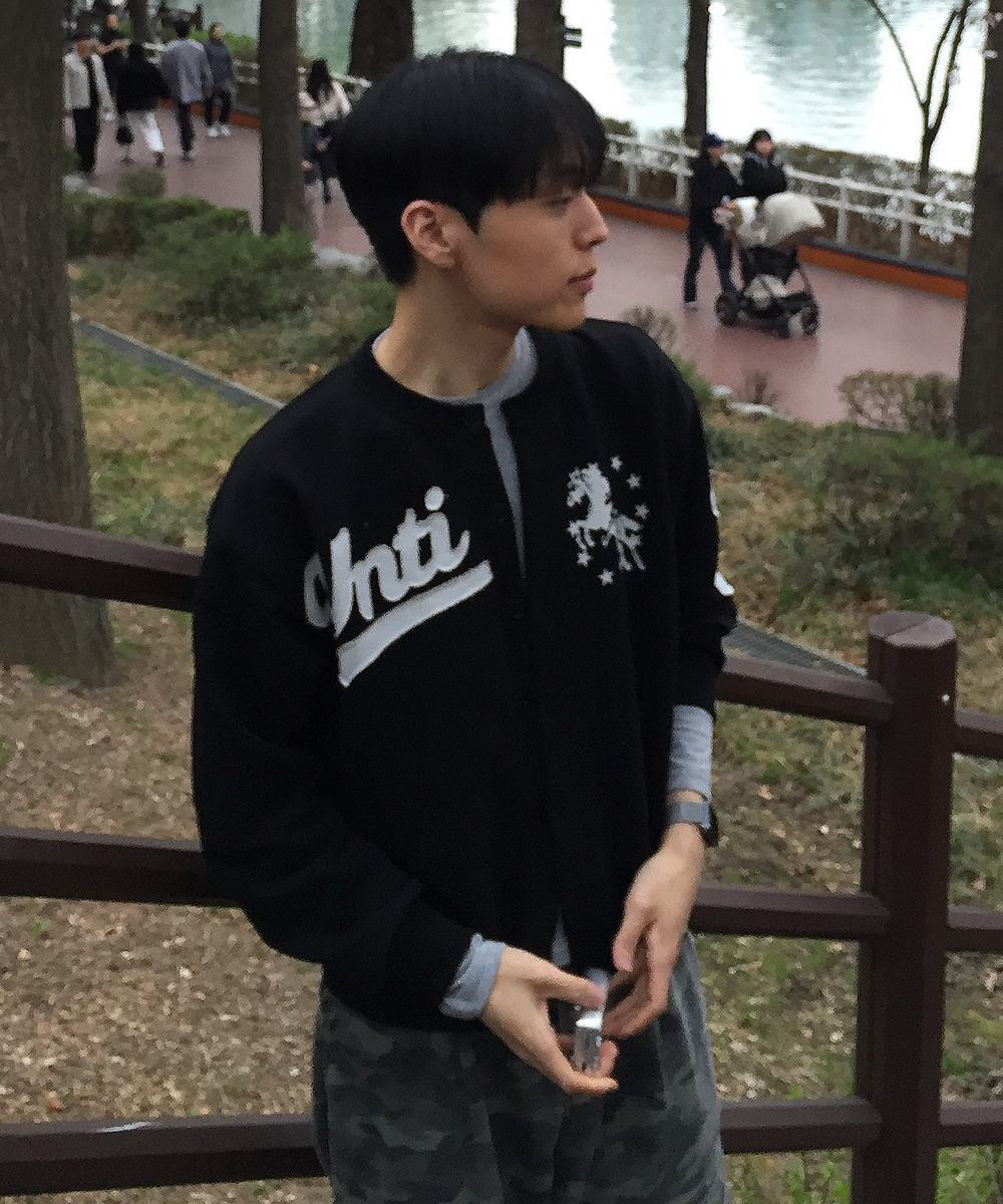 UNICORN VARSITY EMBLEM SWEAT JACKET BLACK