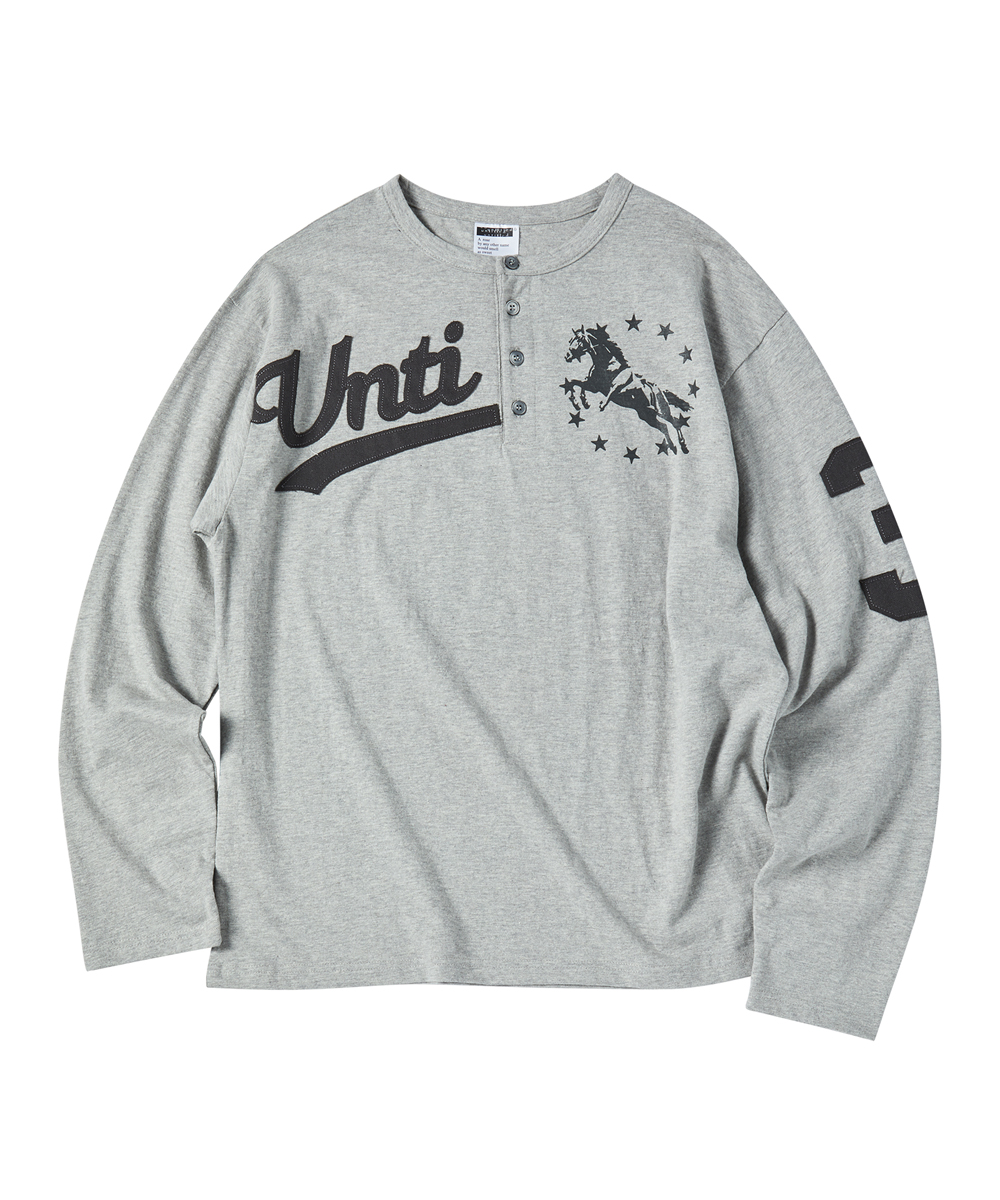 UNICORN HENRY NECK SLUB LONG SLEEVE GRAY