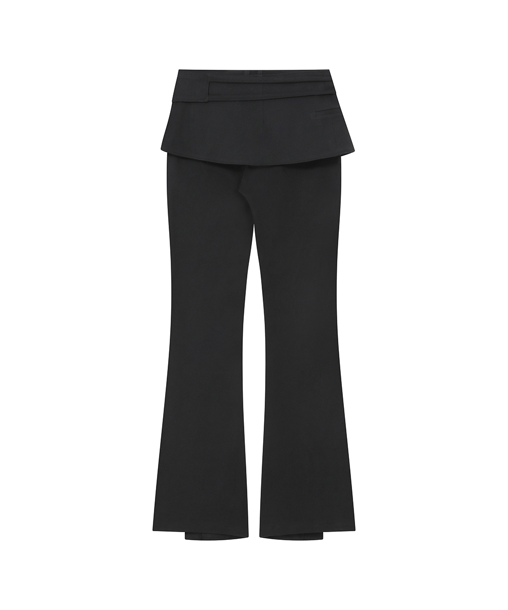 Side shirring string мини skirt брюки set BLACK