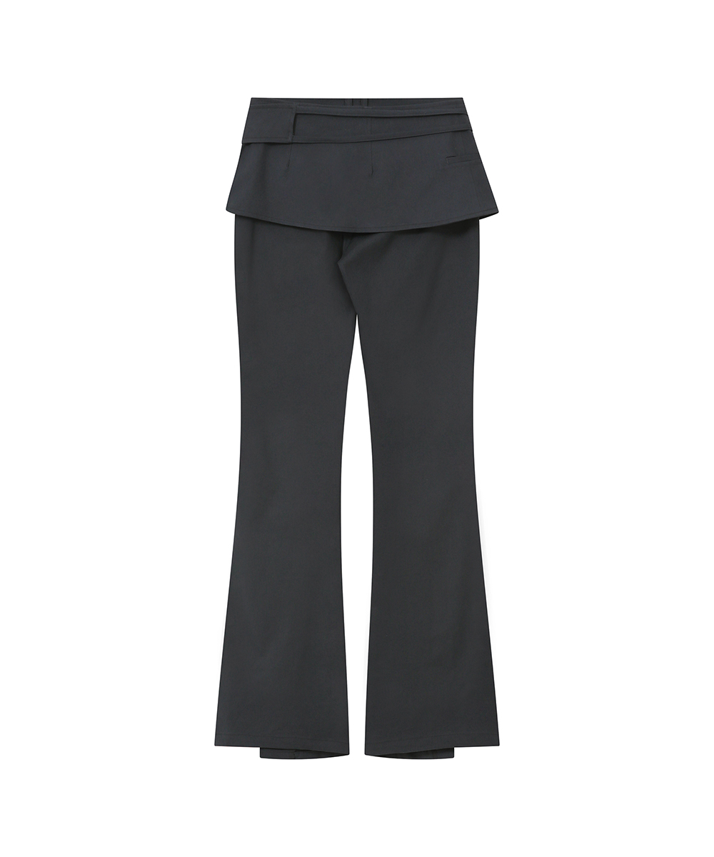 Side shirring string мини skirt брюки set CHARCOAL