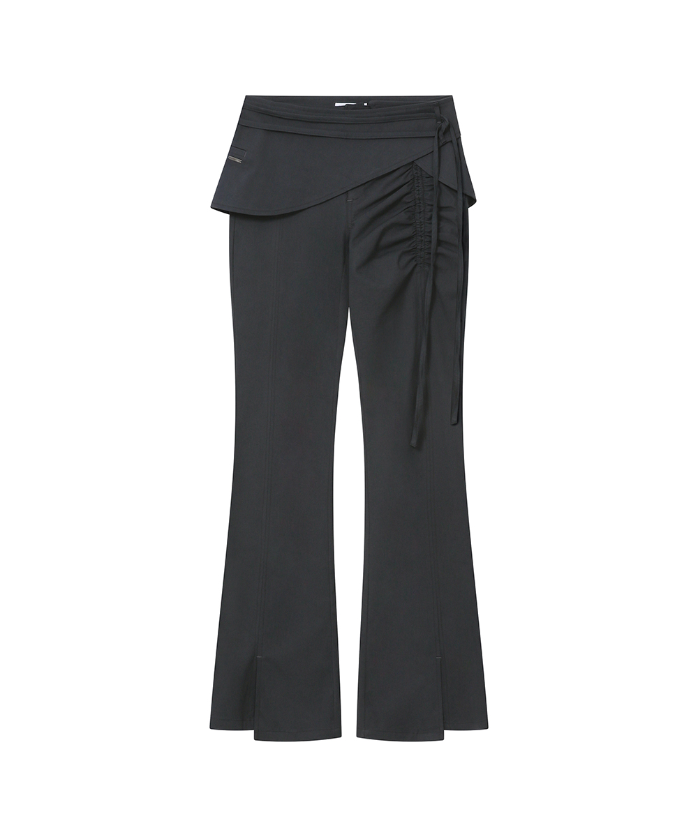 Side shirring string мини skirt брюки set CHARCOAL