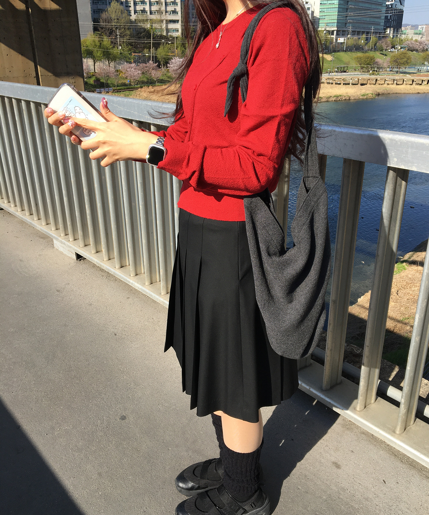 UNBALANCE BUTTON-UP KNIT_RED