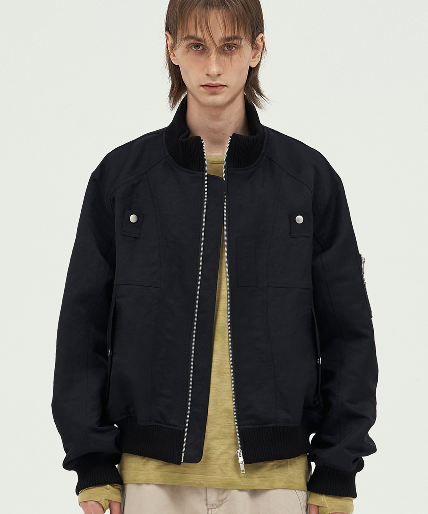 High-Neck MA-1 Flight куртка BLACK