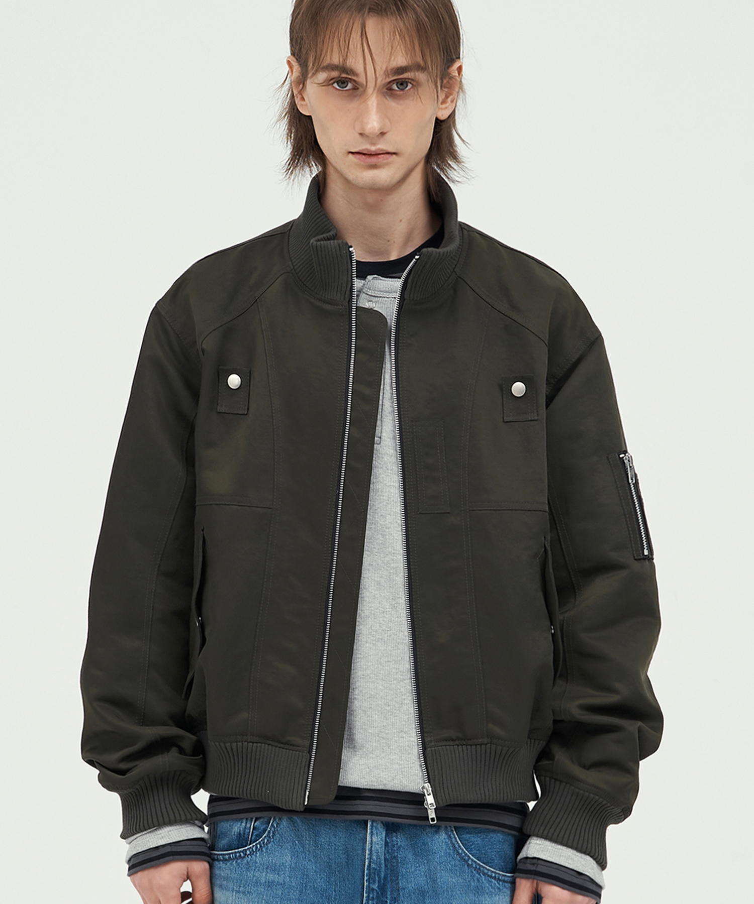 High-Neck MA-1 Flight куртка OLIVE