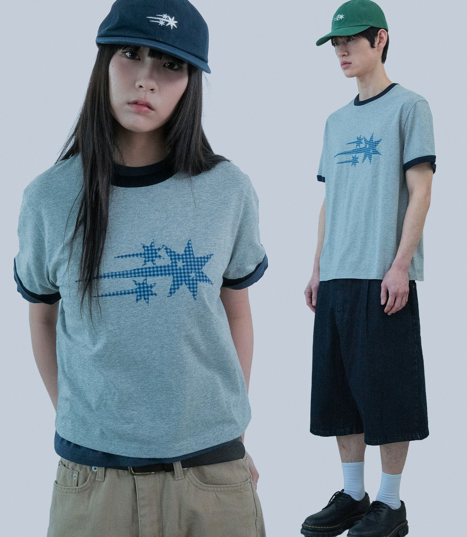 CHECK 3STAR BASIC RINGER TEE_GREY(NG2GMUT537A)