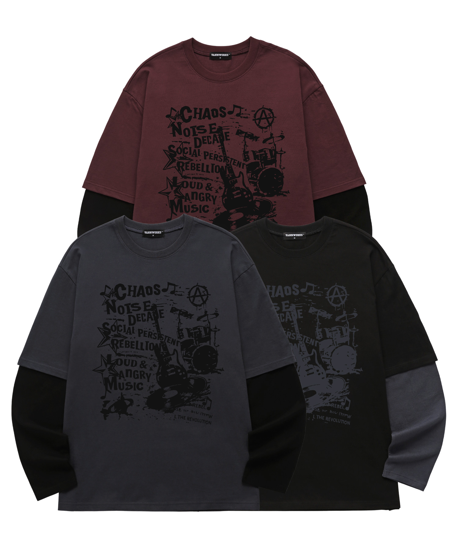Layered CHOAS MUSIC Long Sleeve (VVLL0222) Black