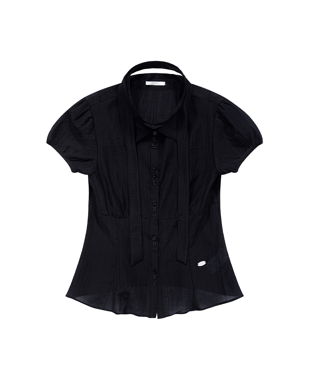 Flare Puff Blouse Black