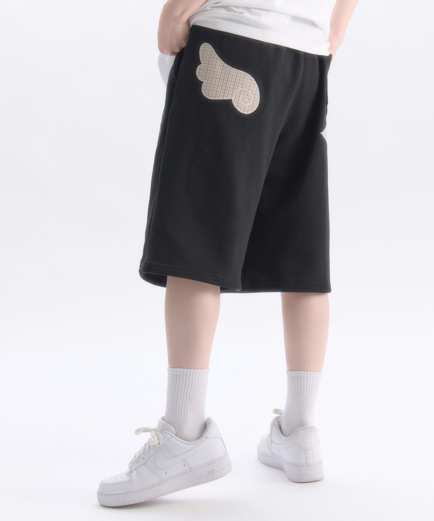 Angel Star Patch shorts Bermuda Sweat Shorts ASP901 (Black)