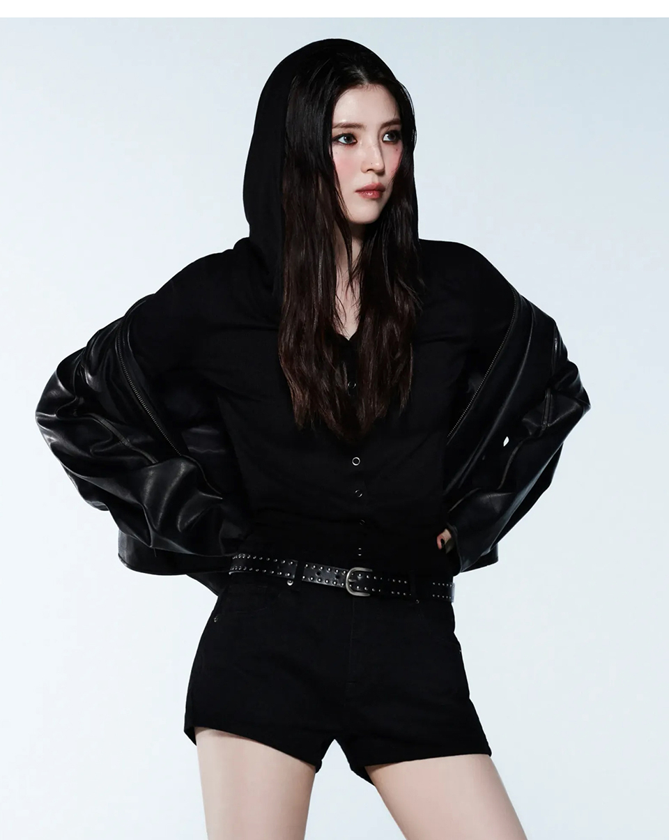WOMENS MICRO DENIM SHORTS #韓韶禧同款! - 3 COLORS BLACK