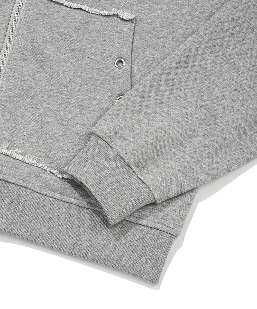 Rivet Appliqué Oversized Zip Hoodie серый