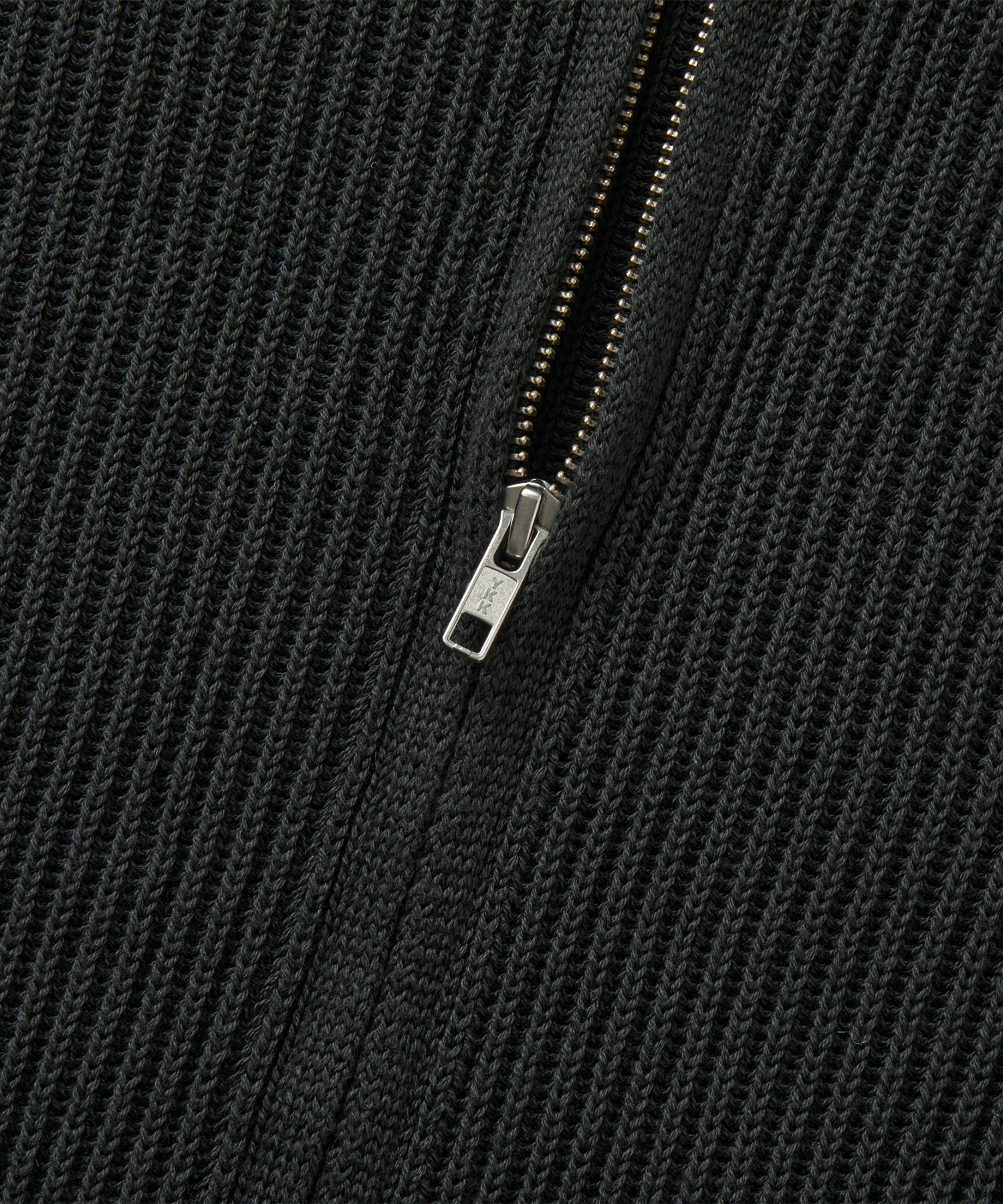 COTTON CREW NECK ZIP-UP CARDIGAN GRAPHITE