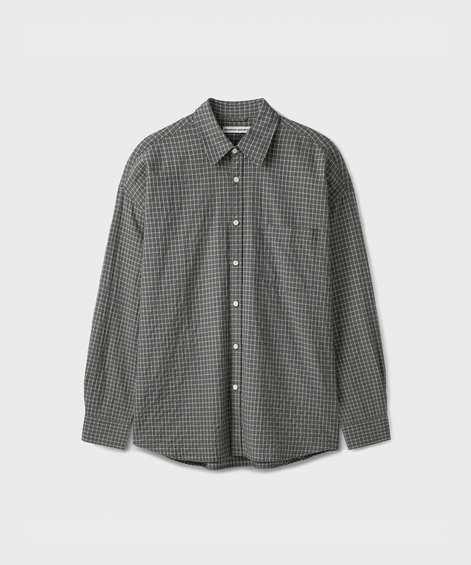 SQUARE OVERSIZED CHECK SHIRT ASH серый