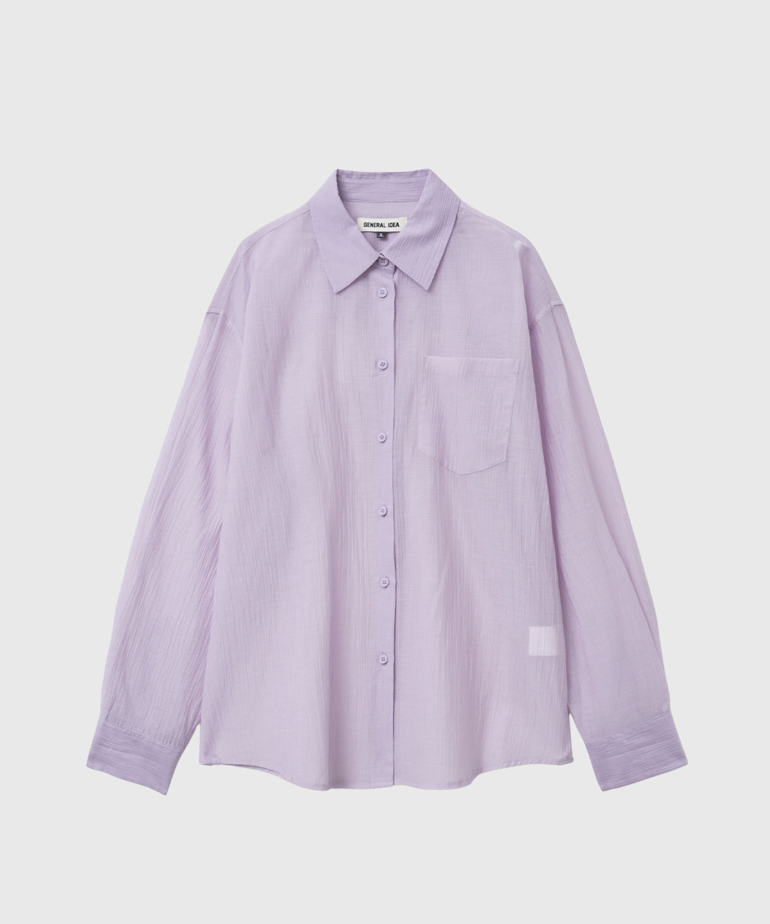 woman wrinkle sheer shirt lavender