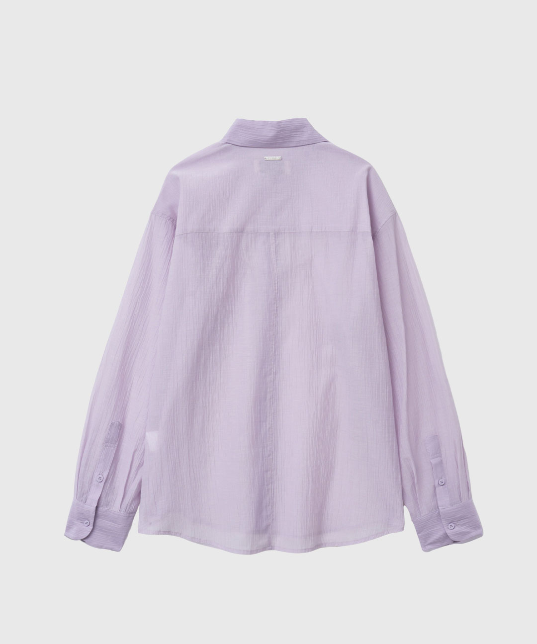 woman wrinkle sheer shirt lavender