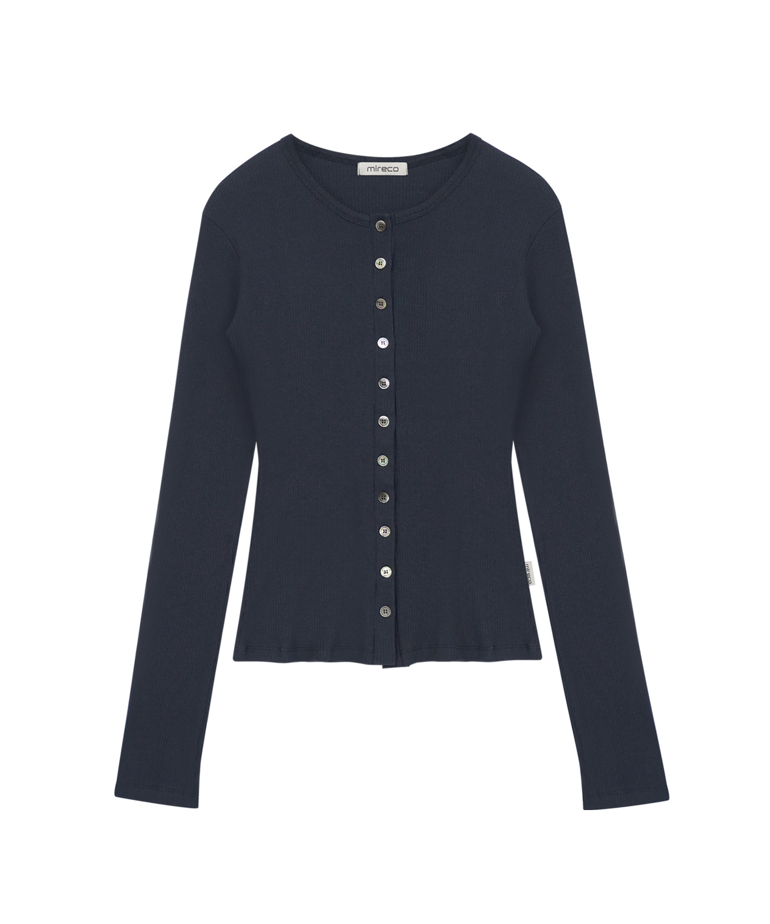 BUTTON RIBBED CARDIGAN морской