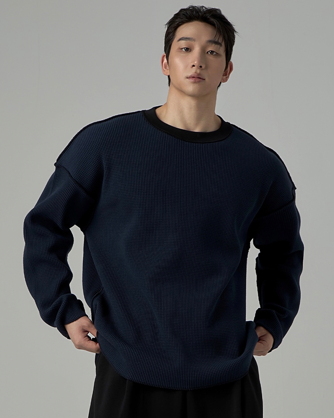 HEAVY WAFFLE OVERLOCK LONG SLEEVE