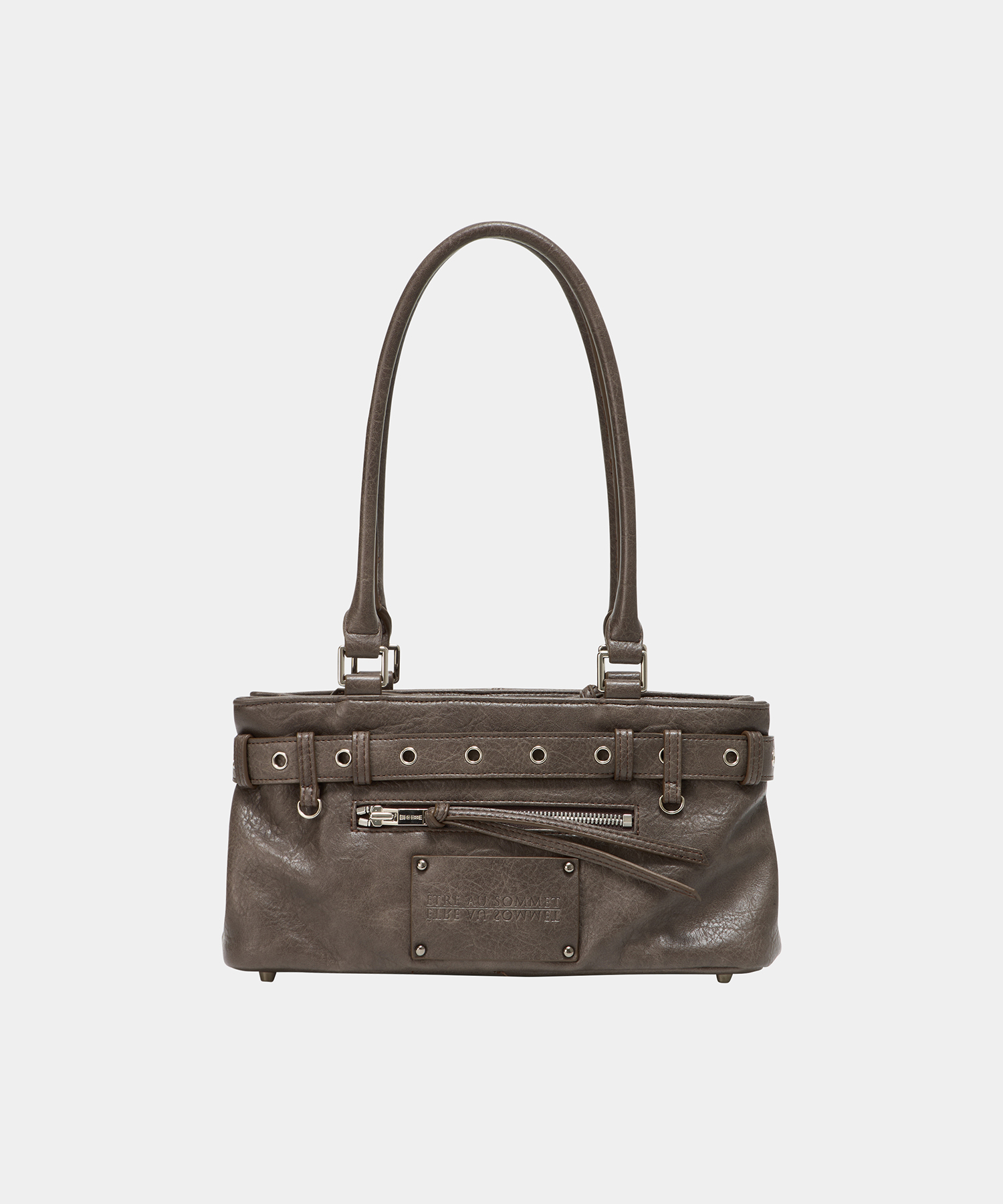 Belt Eyelet Strap Cross Mini Bag (Brown)