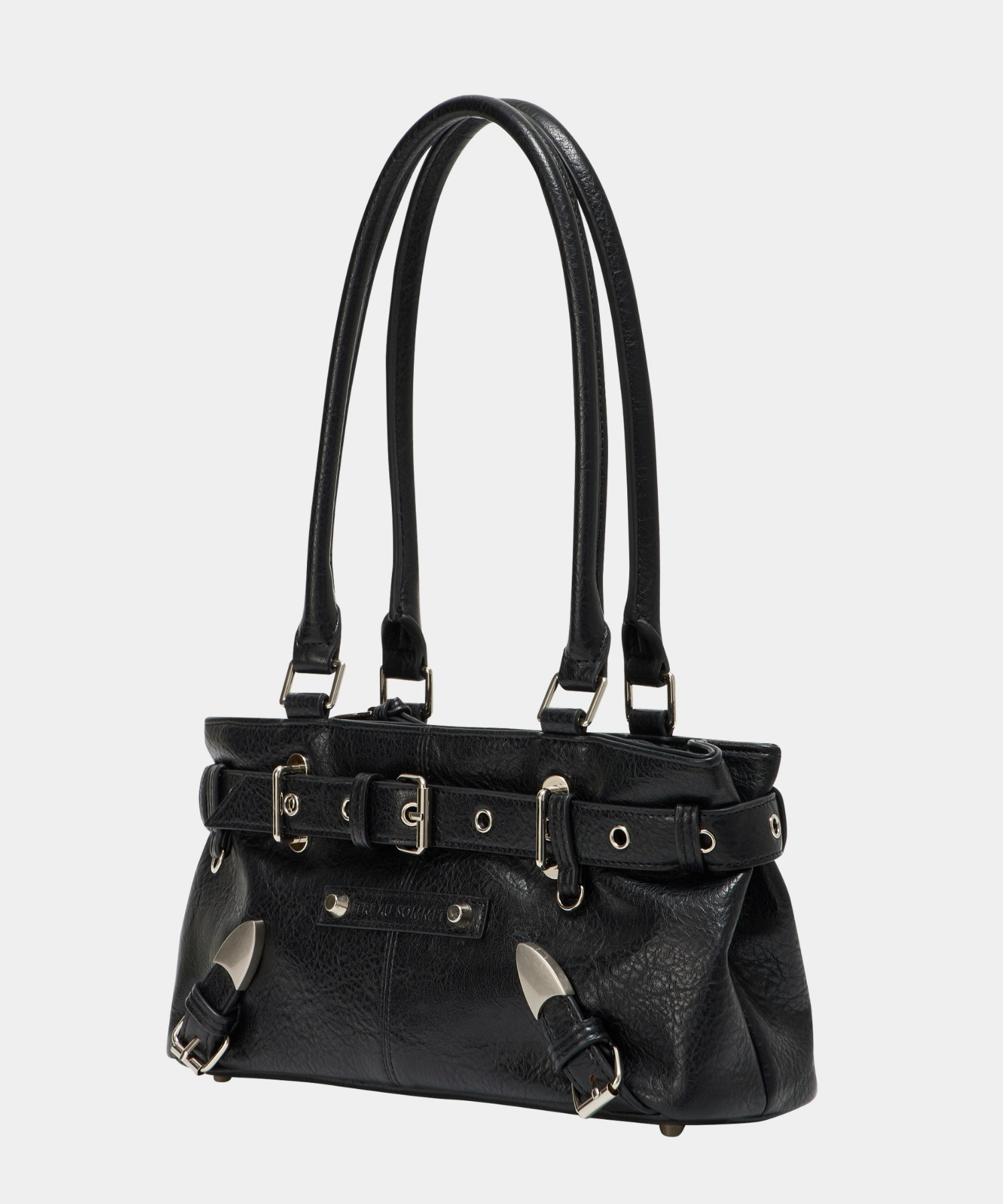 Belt Eyelet Strap Cross Mini Bag (Black)