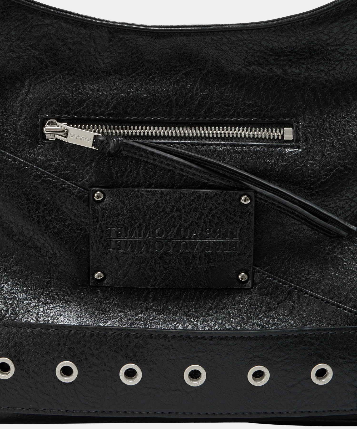 Strap Belt Eyelet Cross Big Bag (Black)
