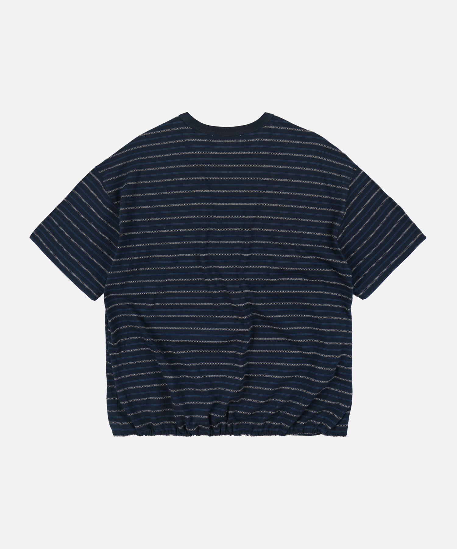 JACQUARD STRIPE HALF TEE _ NAVY