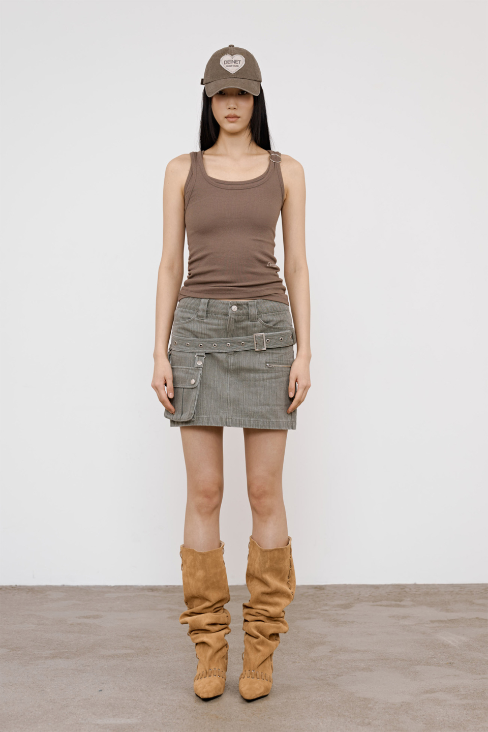 LAYERED RING SLEEVELESS - 2 COLORS BROWN