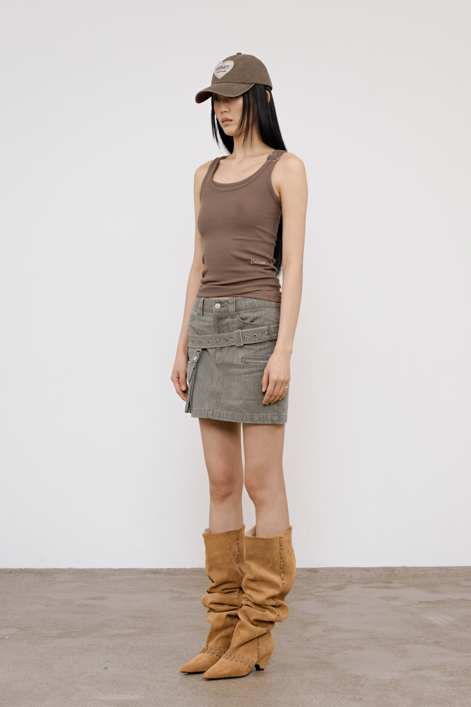 LAYERED RING SLEEVELESS - 2 COLORS BROWN