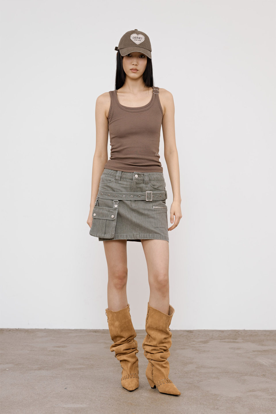 LAYERED RING SLEEVELESS - 2 COLORS BROWN