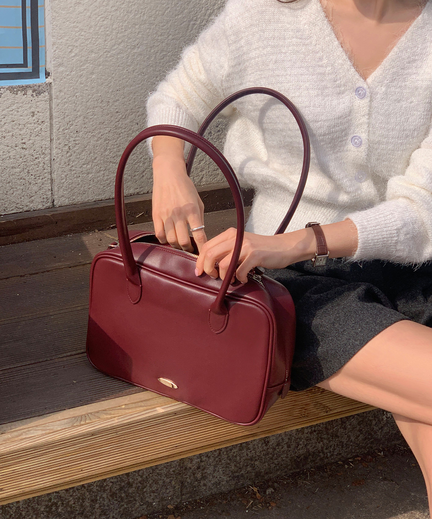 Mellow Shoulder Bag_Wine
