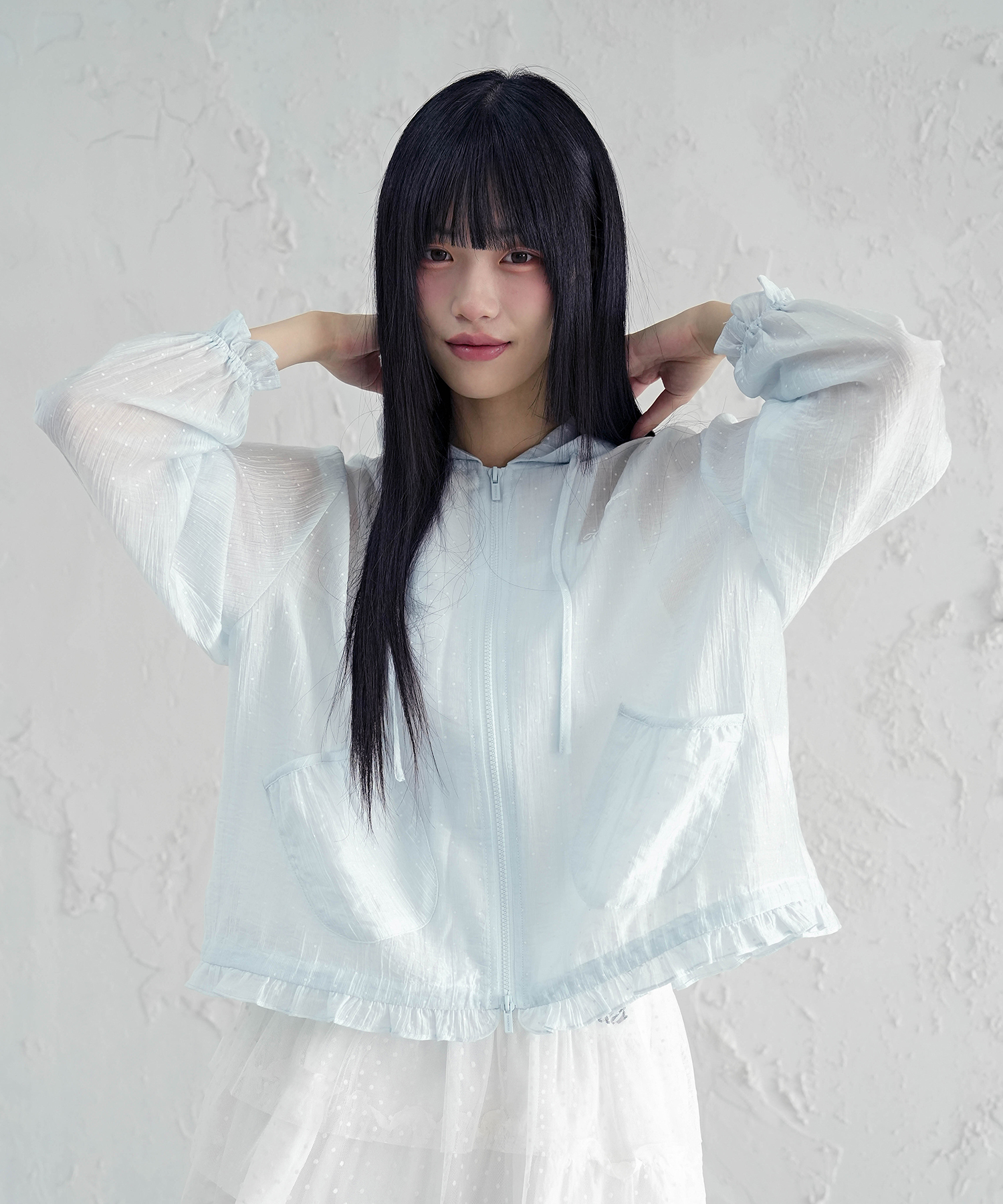 Pur Dot Frill Hoody Zip-up_3Colors