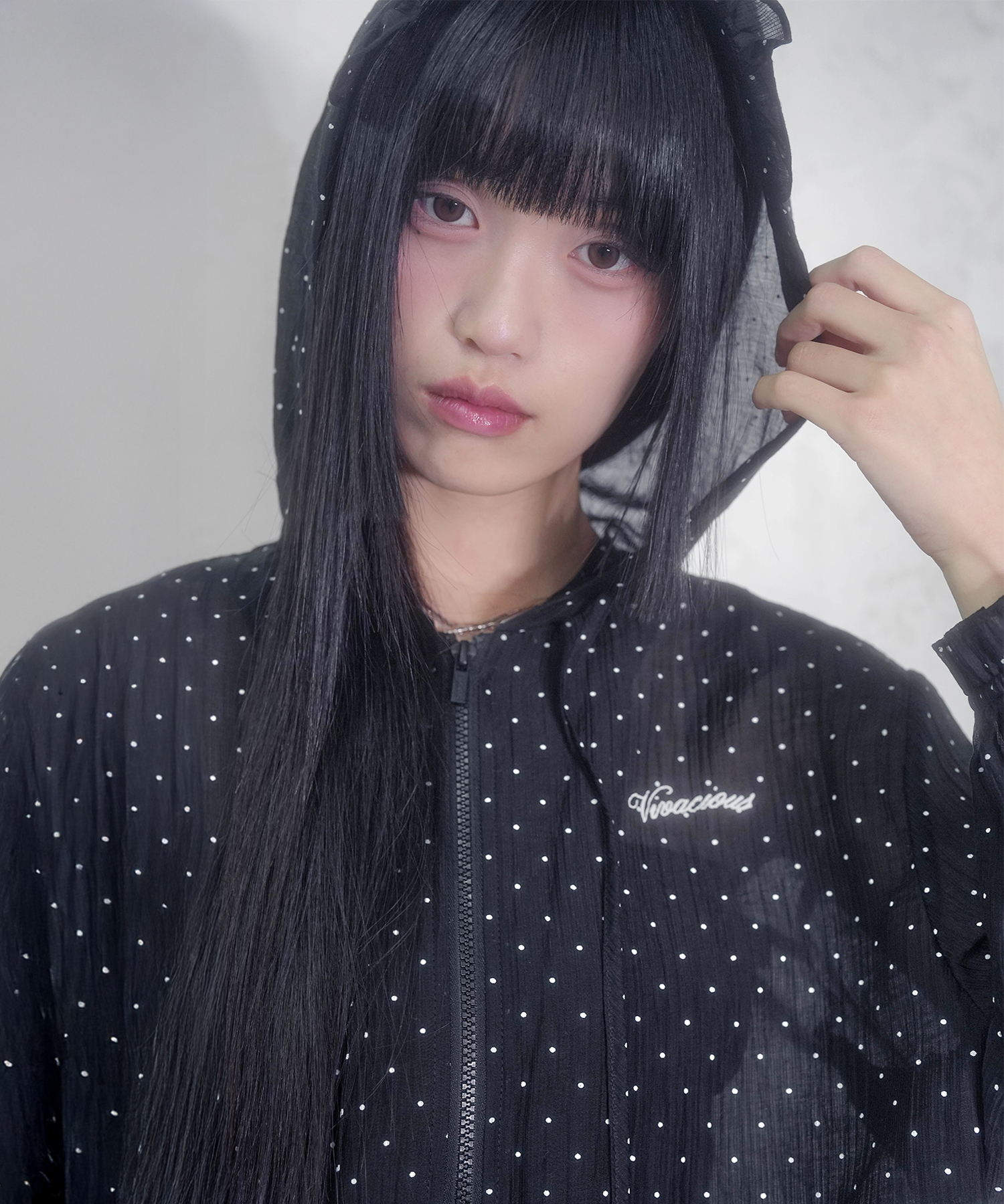 Pur Dot Frill Hoody Zip-up_3Colors