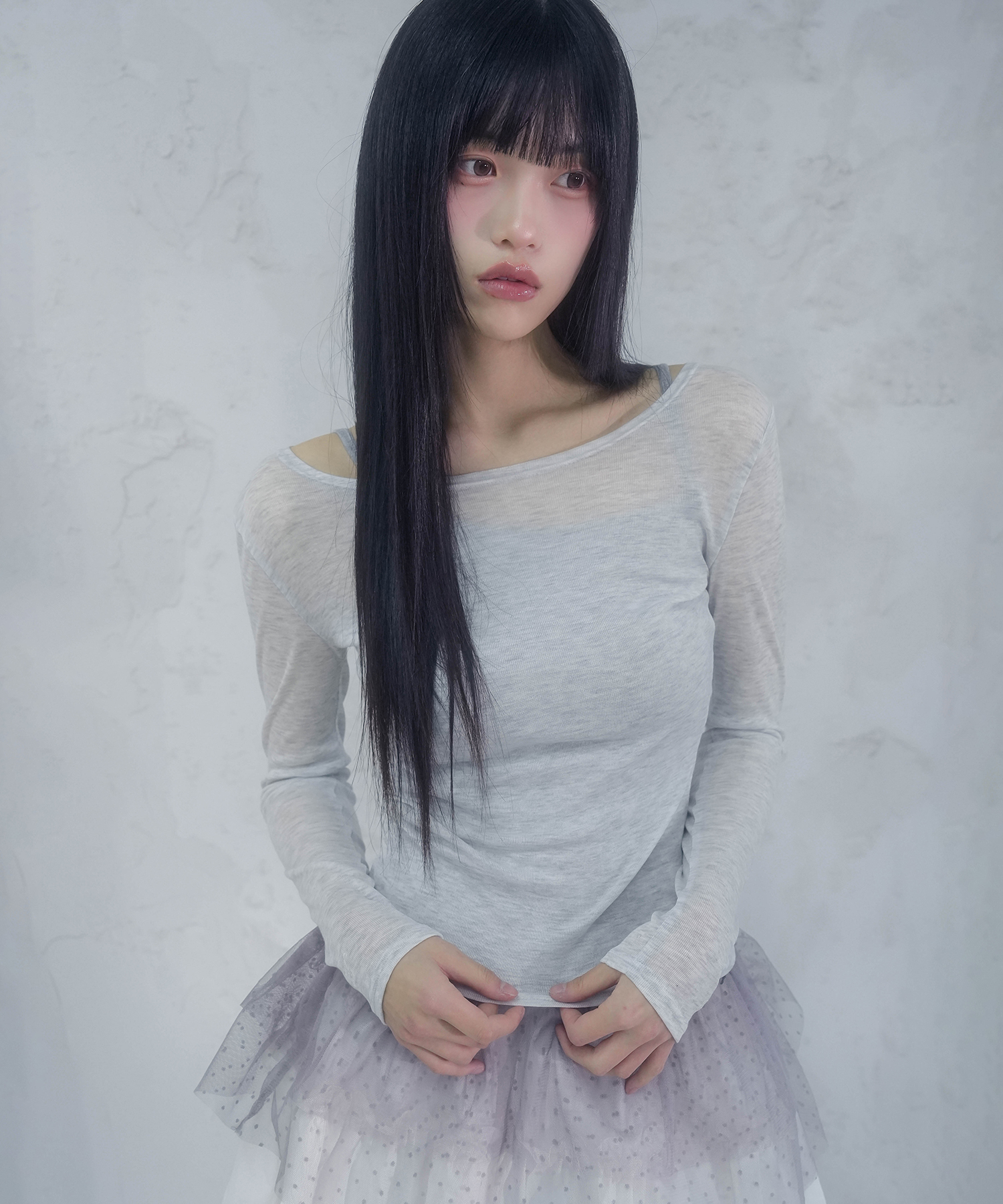 Nuage See-through Span Tee_5Colors