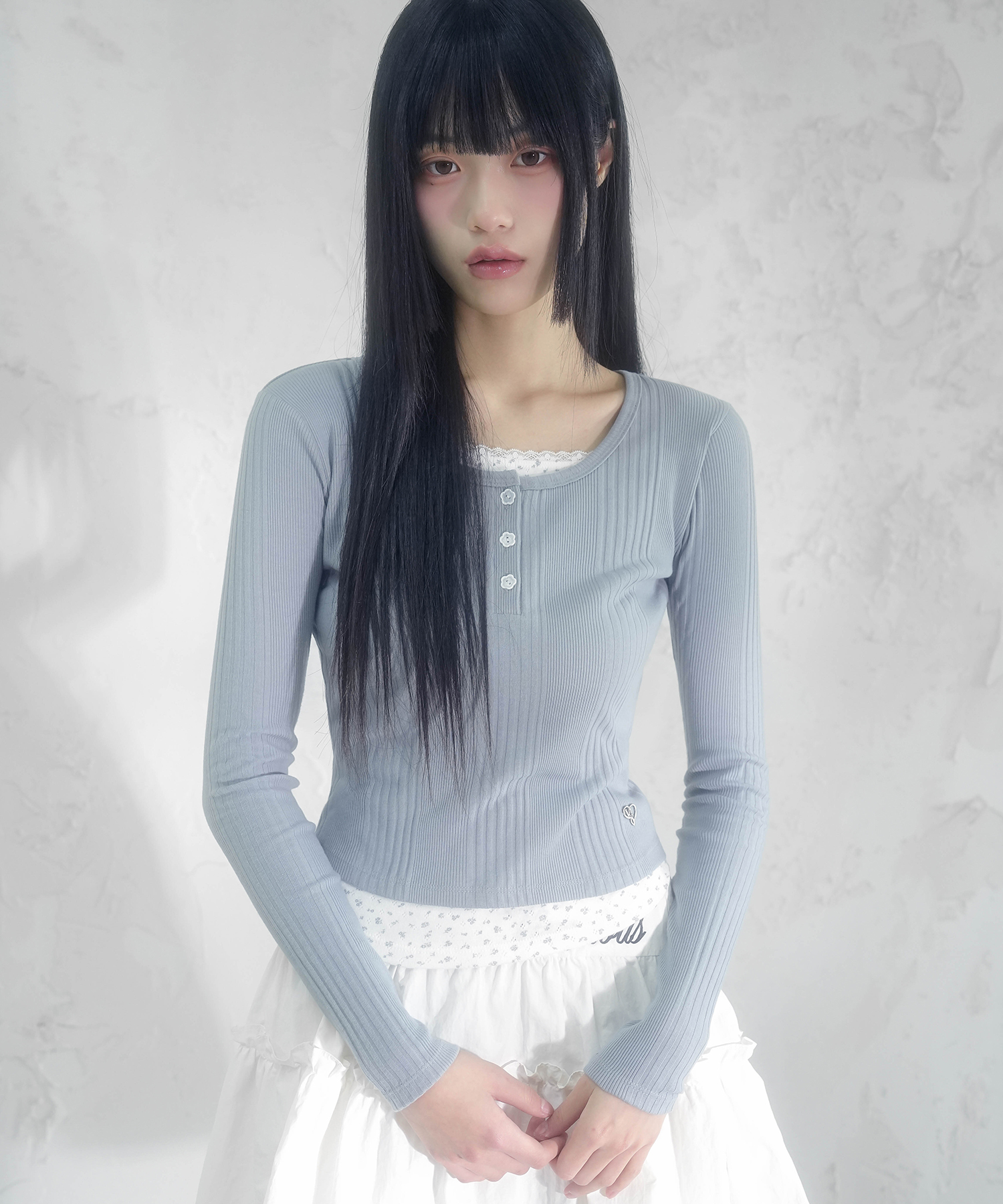Murielle Flower Punching Layered Tee_5Colors