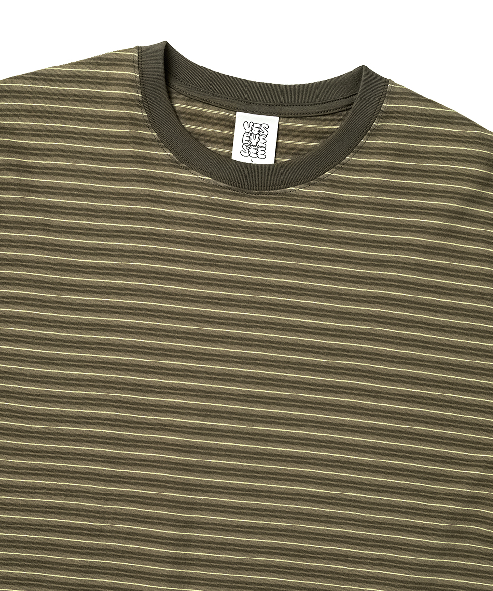 Y.E.S Thin Stripe Tee Khaki