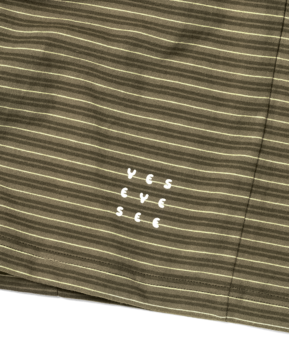 Y.E.S Thin Stripe Tee Khaki