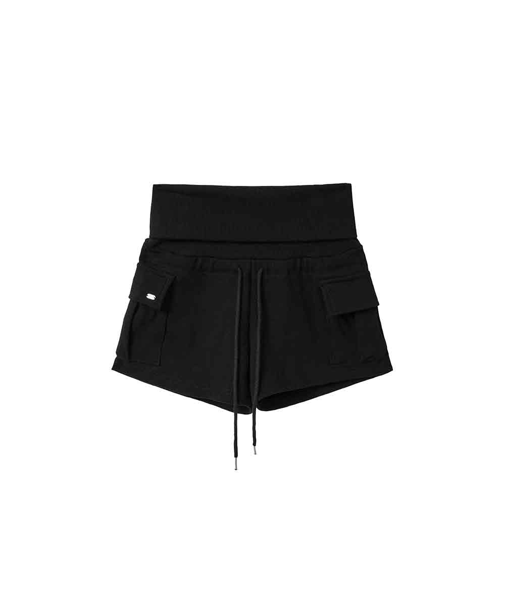 Cargo Micro Rib Shorts Black