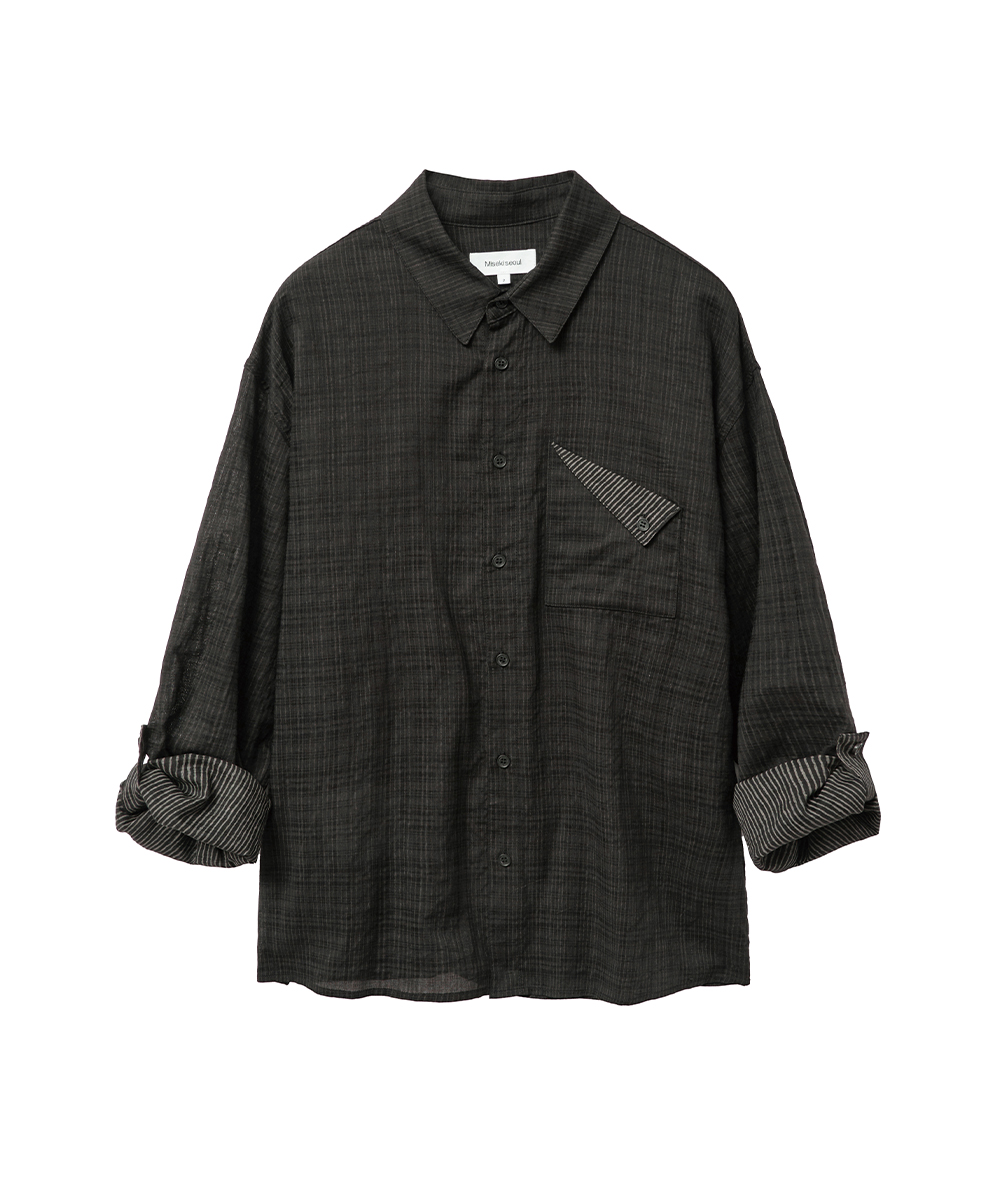Rolled up check shirt BLACK