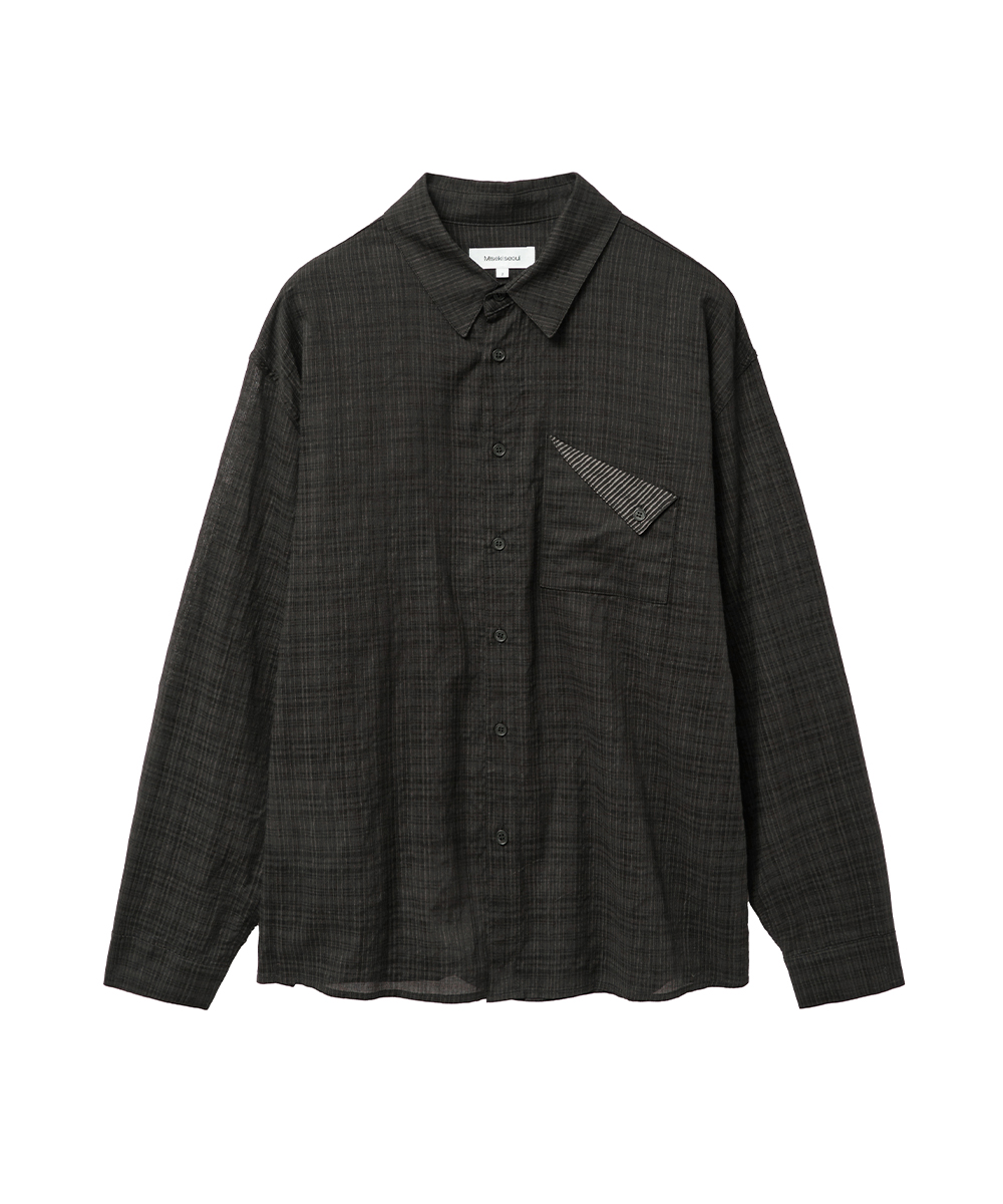 Rolled up check shirt BLACK