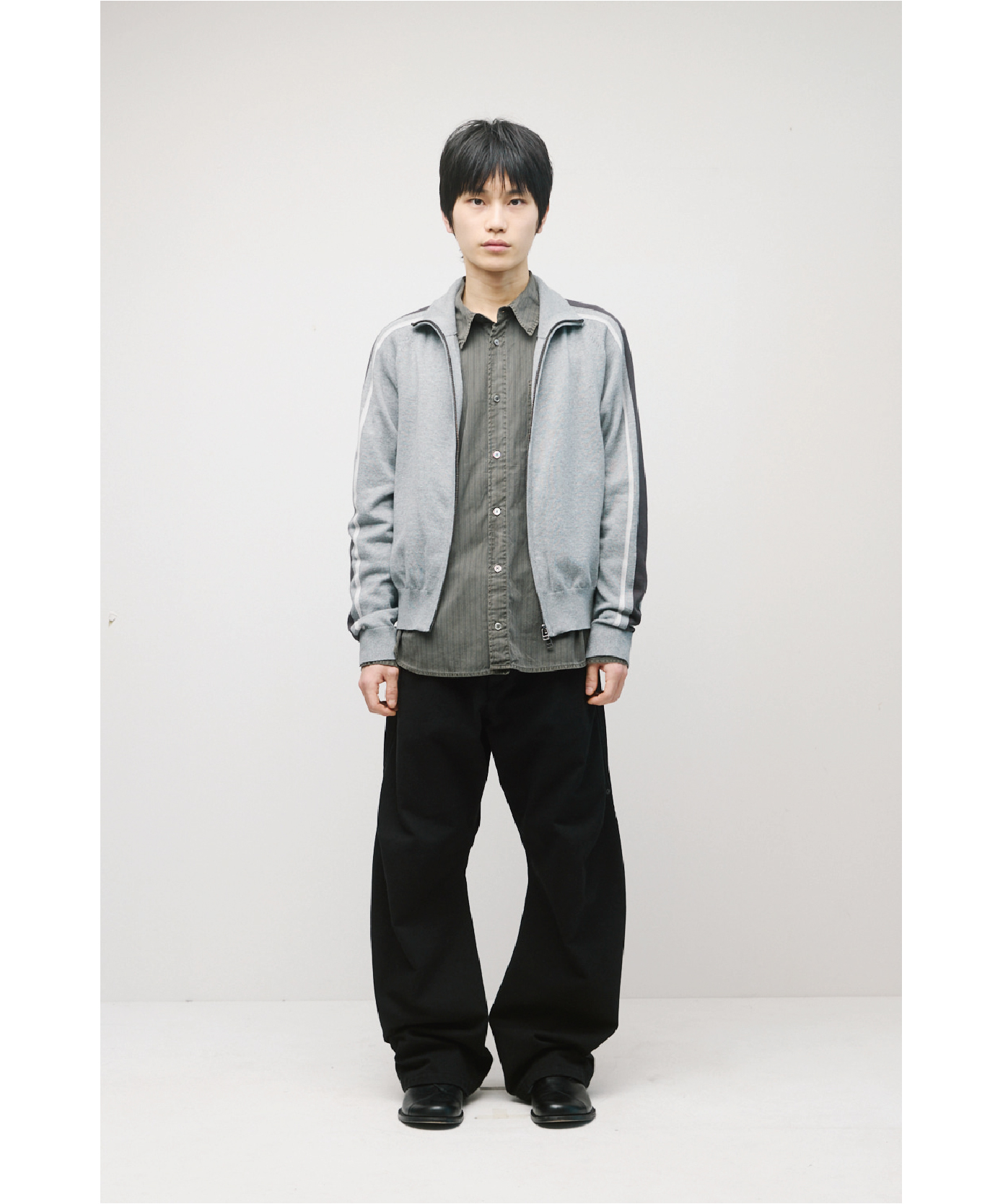 Track Zip Knit Cardigan Grey