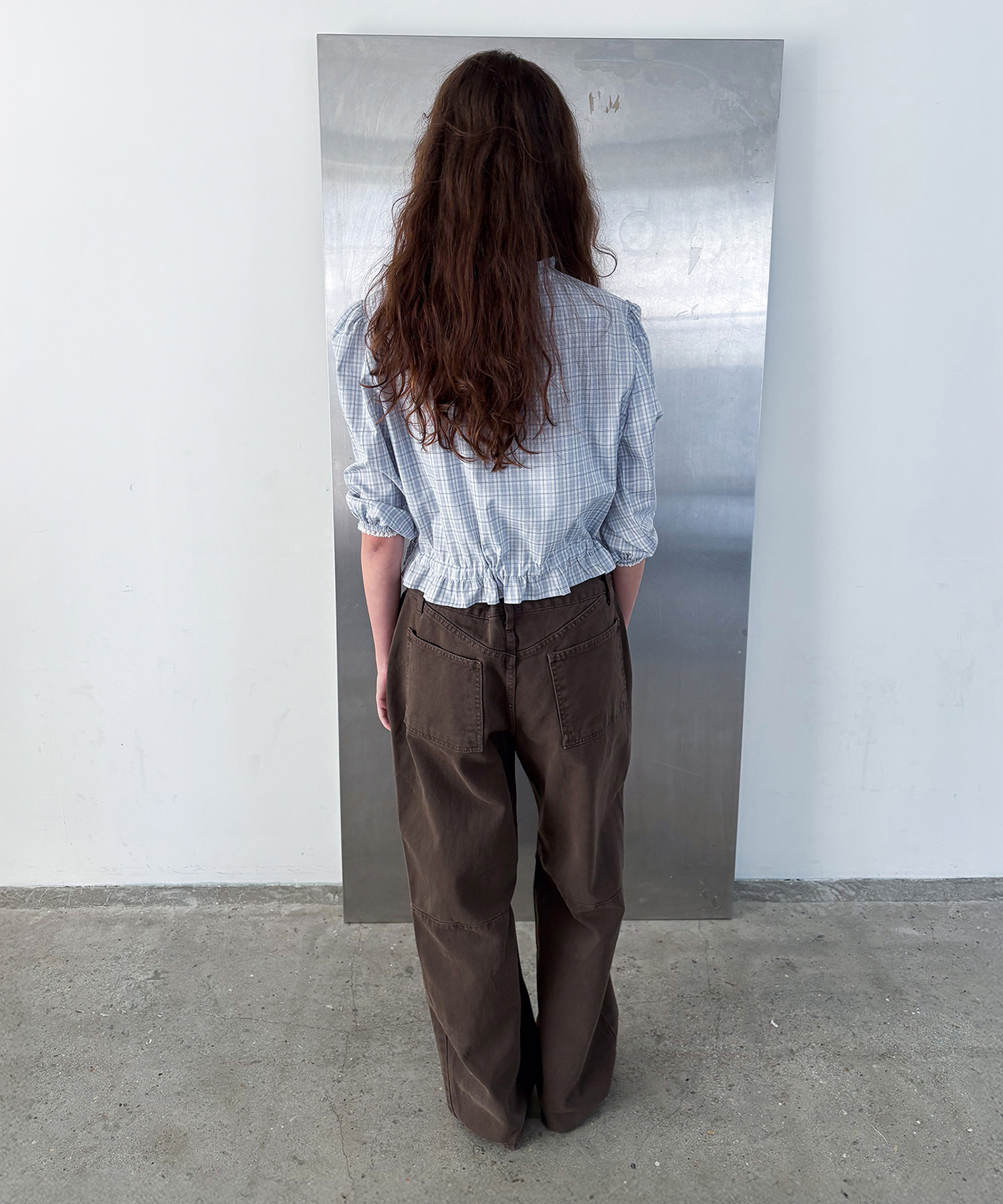 Bunny Frill Blouse_check blue