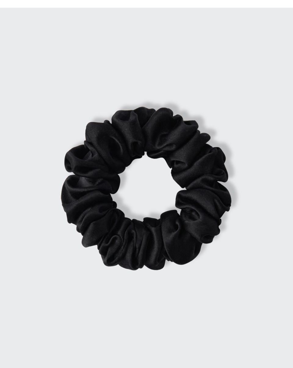 WOMENS SILK SCRUNCHIE LARGE #韓韶禧同款! - 3 COLORS BLACK