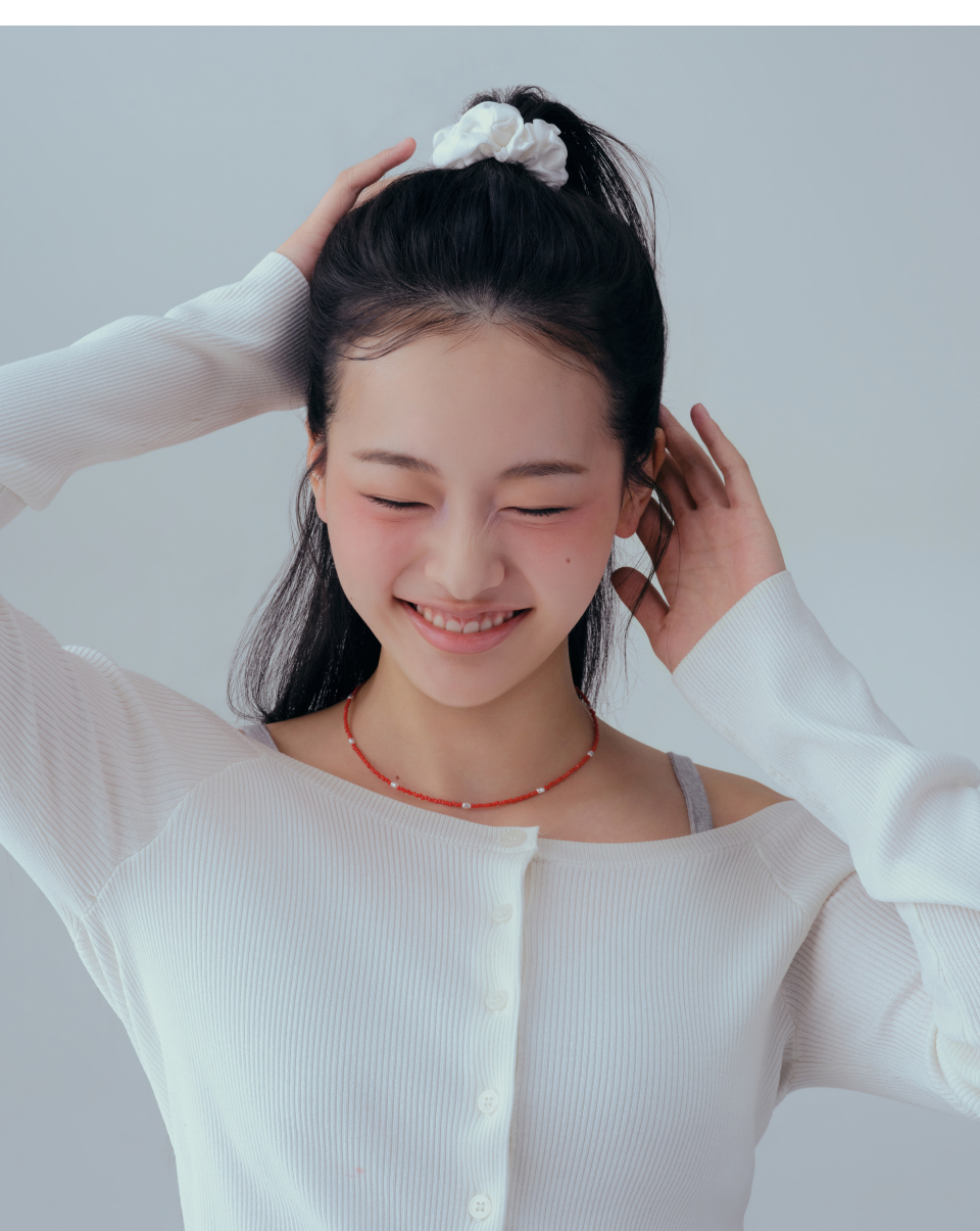 WOMENS SILK SCRUNCHIE LARGE #韓韶禧同款! - 3 COLORS WHITE