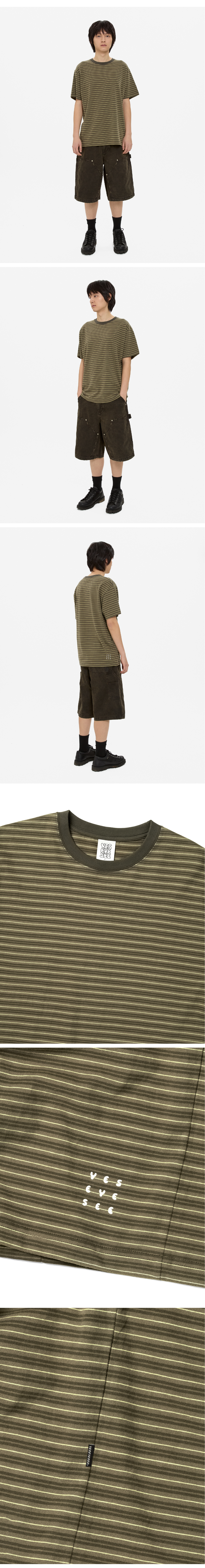Y.E.S Thin Stripe Tee Khaki