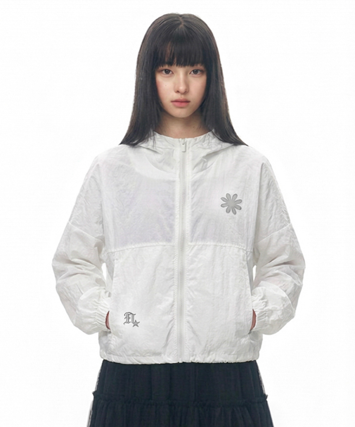 Symbol Logo Hood Windbreaker Jumper_White